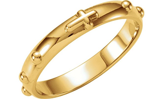 10k Yellow Gold Rosary Ring, 4mm.