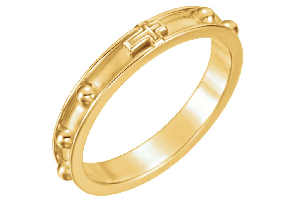 10k Yellow Gold Rosary Ring, 3.25mm. 