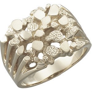 14k White Gold Nugget Ring, Sizes 5 to 19.