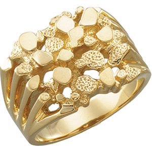 14k Yellow Gold Nugget Ring, Size 5 to 19.