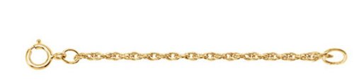 14k Yellow-Gold or White-Gold Rope Chain Necklace Extender or Safety Chain, 1.5mm, 2.25".