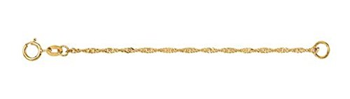 1.25mm 14k Yellow Gold Solid Singapore Chain Necklace Extender and Safety Chain, 2.25" and 3" .