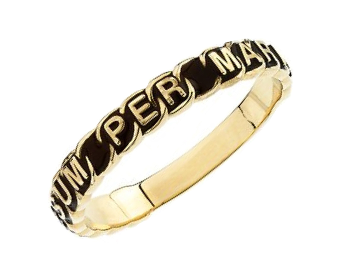 14k Yellow Gold Ad Jesum Per Marium Antiqued Ring. 