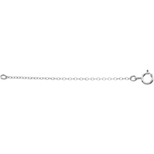 14k White Gold Necklace Extender or Safety Curb Chain, 1mm, 2.25".