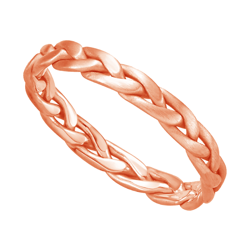 Two-Tone Hand-Woven Band, 3.5mm 14k Rose Gold