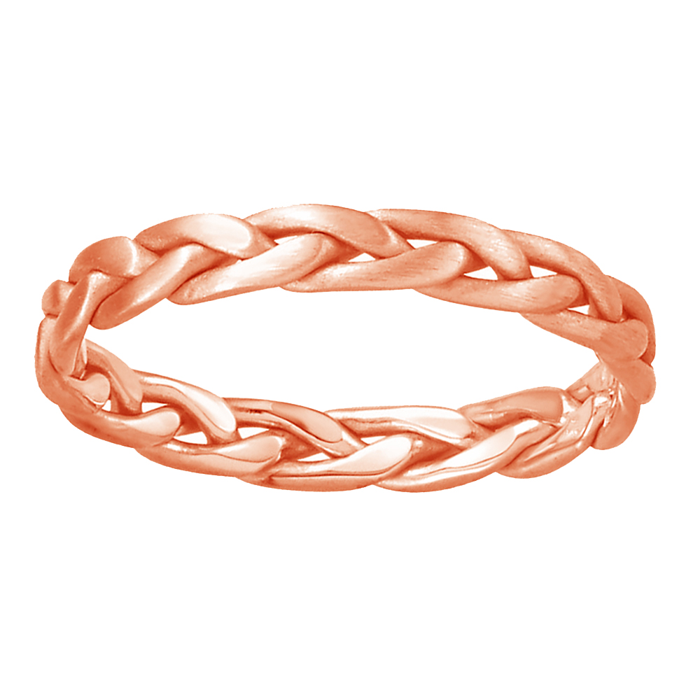 Two-Tone Hand-Woven Band, 3.5mm 14k Rose Gold