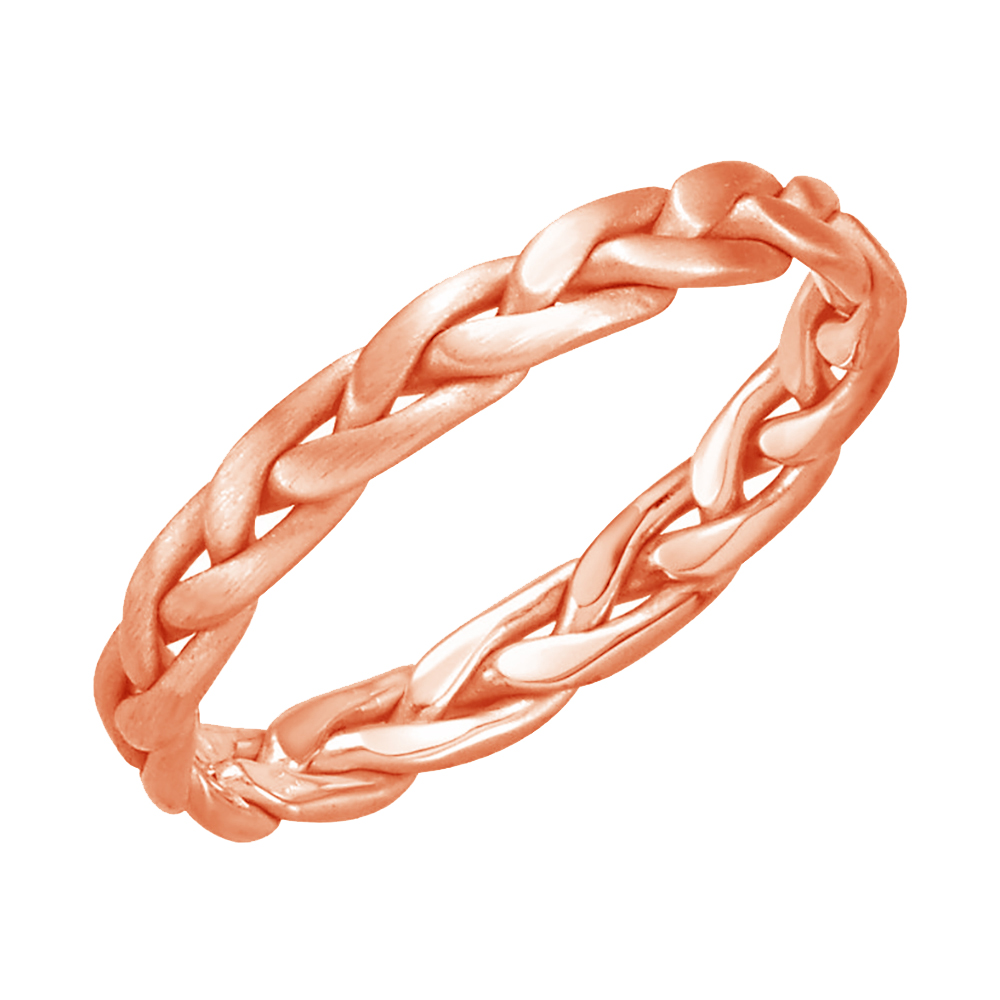 Two-Tone Hand-Woven Band, 3.5mm 14k Rose Gold