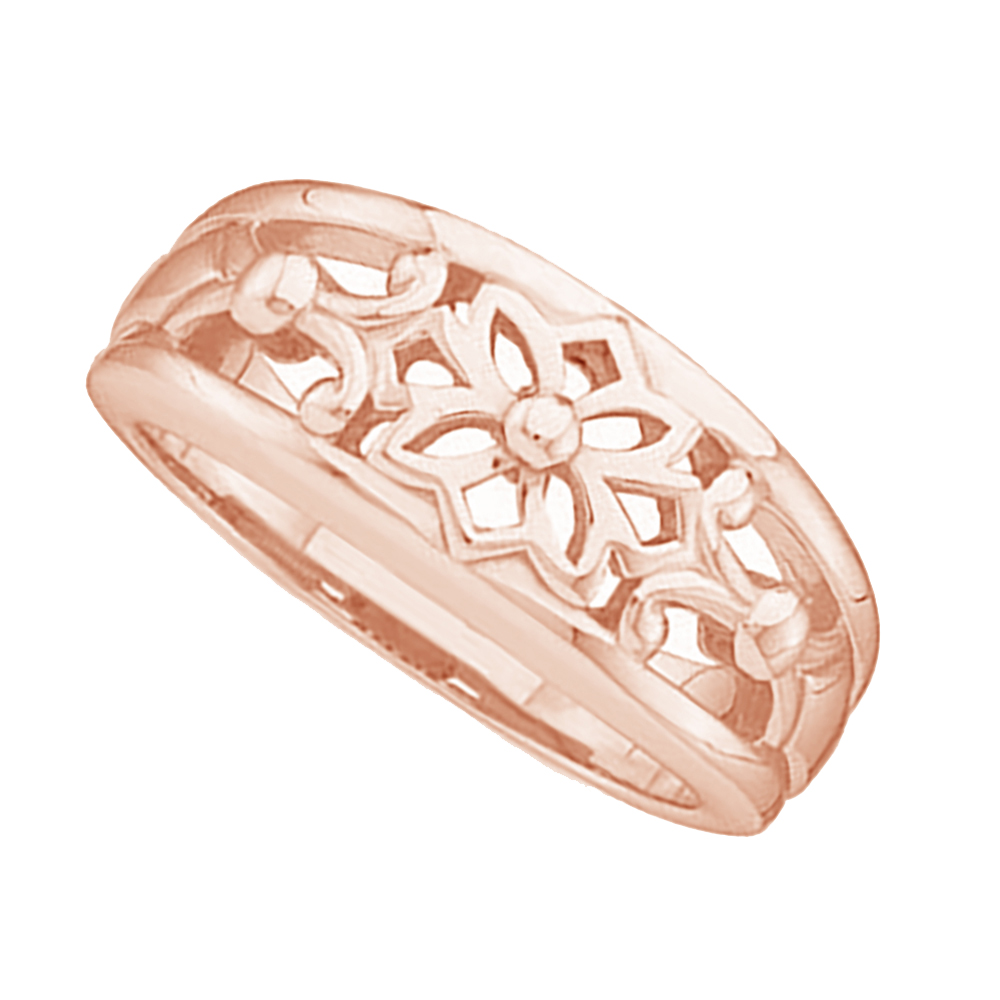 Open-Cut Flower Band, 5.75mm 10k Rose Gold