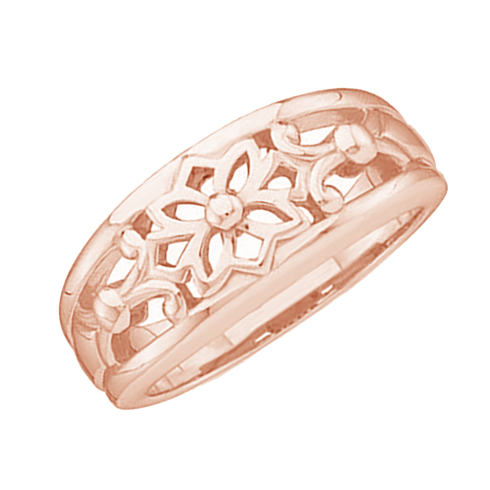 Open-Cut Flower Band, 5.75mm 10k Rose Gold