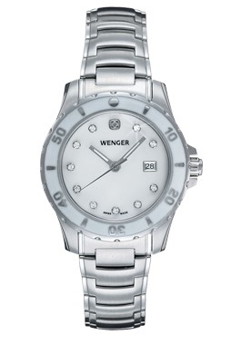 Wenger® Ladies Sport Watch with White Mother-of-Pearl Dial Stainless Steel Bracelet.