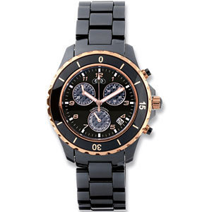 Men's Black and Rose Gold IP Ceramic Couture Watch.