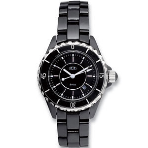 Men's Black Ceramic Couture Watch with Sapphire Crystals, Swiss Movement.