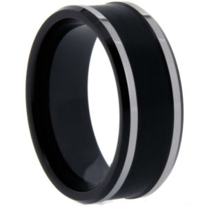 8mm Black IP Matte Tungsten with High Polished Tungsten Comfort Fit Band.