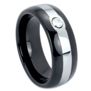 Tungsten and Black Tungsten IP CZ Two-Tone 8mm Comfort Fit Band.