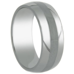 8mm Tungsten Matte Comfort Fit Ring with Polished Edges.