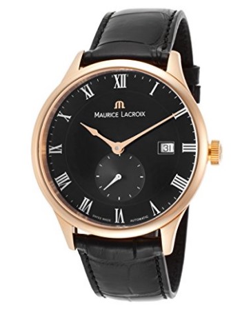 Maurice Lacroix Men's Masterpiece Automatic Black Crocodile and Dial 18K Rose Gold Case.