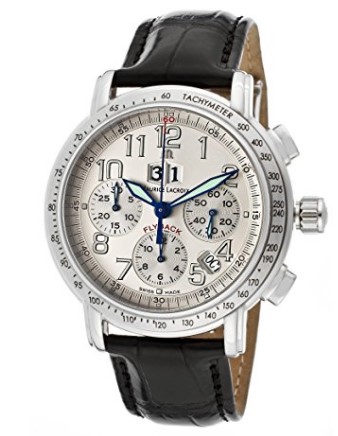 Men's Masterpiece Flyback Automatic Chrono Silver (925) Dial Black Genuine Crocodile.