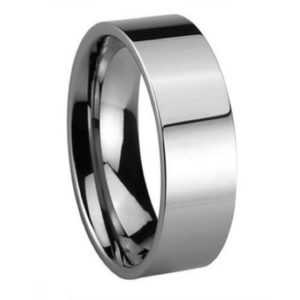 8mm Mirror Polished Flat Tungsten Comfort Fit Band.