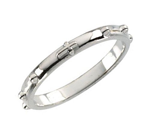 14k White Gold Rosary Ring, 2.50mm. 