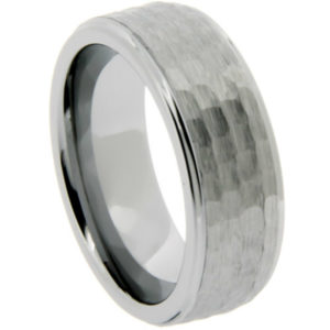 8mm Tungsten Bark Finish Comfort Fit Band, Sizes 8 to 14.