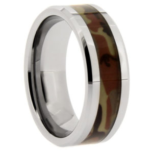 8mm Tungsten Camouflage Comfort Fit Band, Sizes 8 to 13.