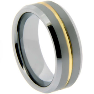 Tungsten Ring Satin Brushed and Gold IP Comfort Fit.