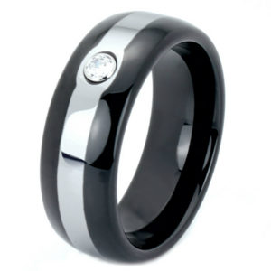 Black Tungsten Two Tone CZ Band.