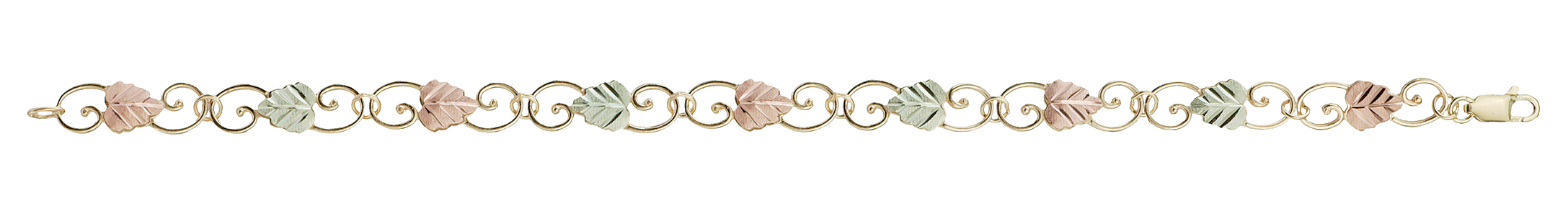 Beautiful Black Hills Gold Motif Rose Gold, Green Gold, and Yellow Gold Grape Leaf bracelet is gorgeous.