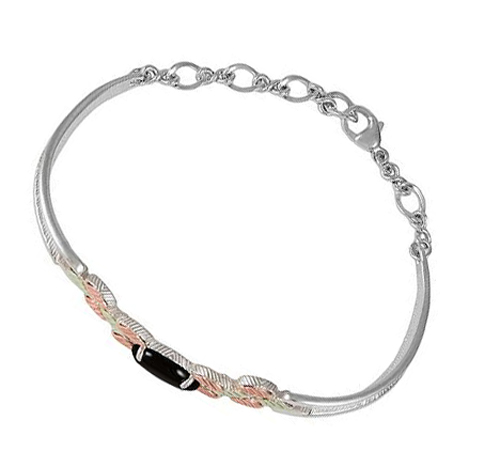 Marquise Mystic Fire Adjustable Bracelet, Sterling Silver, 12k Green and Rose Gold Black Hills Gold, 6.5