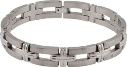 Mens titanium Christian Cross bracelet, 9.40 inches long.