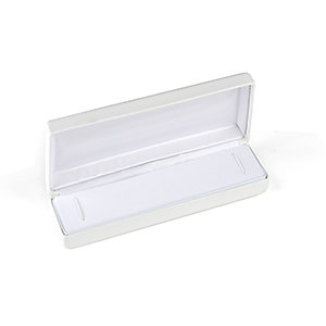 White leatherette bracelet layout gift box.