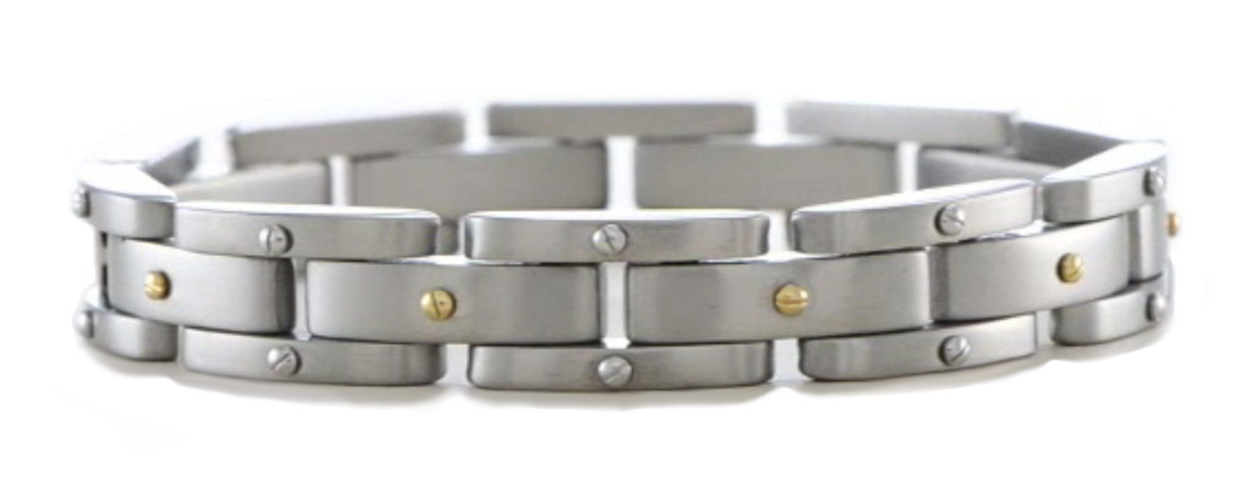 Men's 2-Tone Titanium Panther Link Bracelet, 8.5 inches long. 