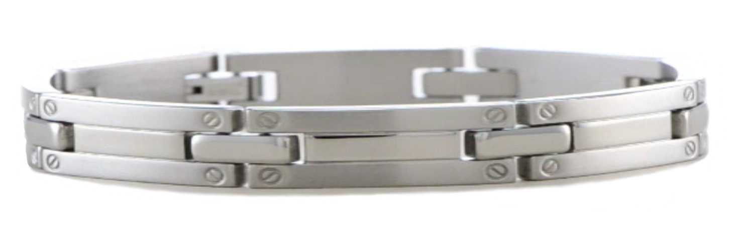 Men's Titanium Satin and Polished 8mm Link Bracelet, 8.5 inches long. 