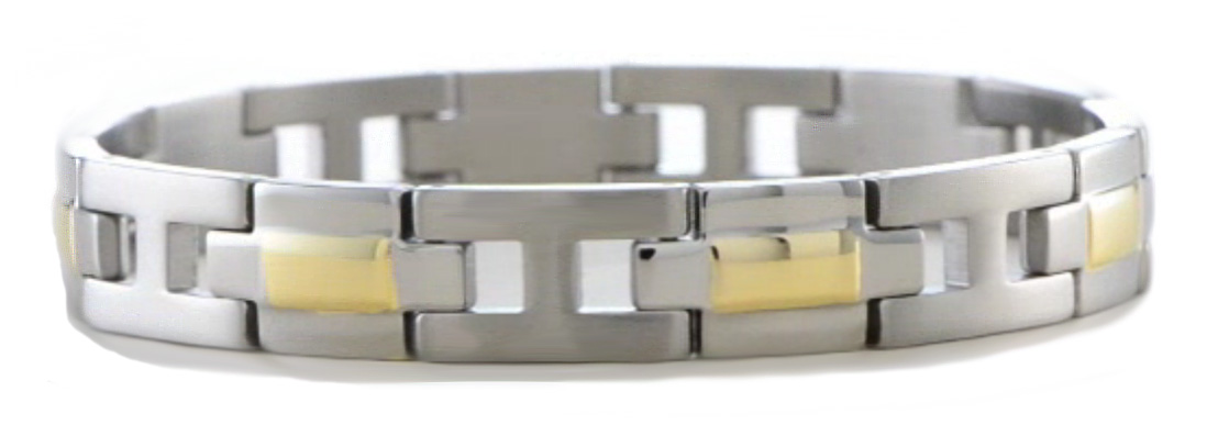 Men's Two-Tone Titanium 9mm Link Bracelet, 9 inches in length. 