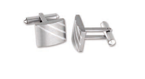 Titanium and sterling silver cuff links match the titanium and sterling silver ID bracelet.