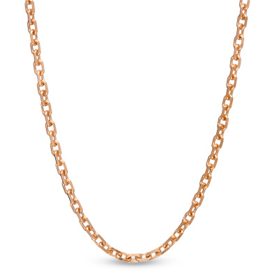 14k rose gold diamond cut cable chain is 1.0 milimeter wide and comes in 7, 16, 18, 20, and 24 inch lengths.