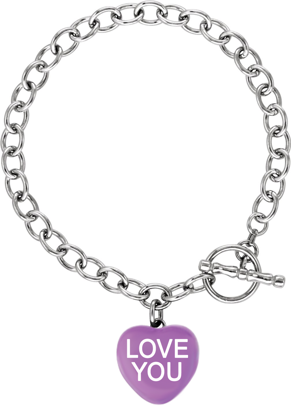 Sweethearts 'Love You' Purple Heart Charm Bracelet