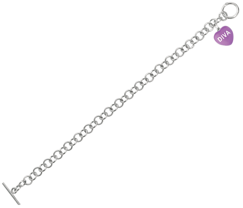 'Diva' Purple Heart Sweethearts Charm Bracelet