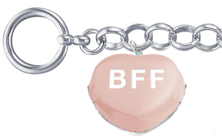 Light pink BFF Sweethearts bracelet in sterling silver.