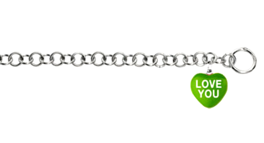 'I Love You' Green Heart Sweethearts Charm Bracelet