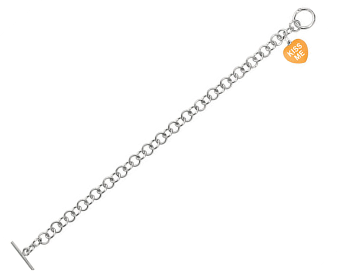 Kiss Me Orange Heart Sweethearts Charm Bracelet