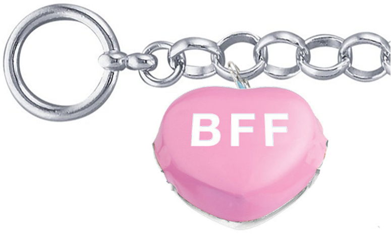 Pink BFF Sweethearts bracelet in sterling silver.