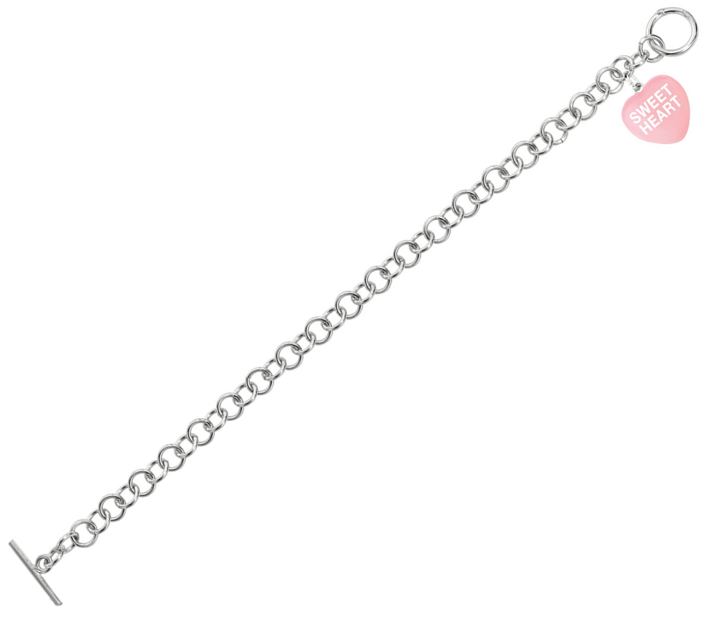 'Sweet Heart' Light Pink Heart Sweethearts Charm Bracelet