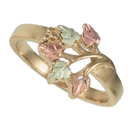 Grape Vine Ring, 10k Yellow Gold, 12k Green and Rose Gold Black Hills Gold Motif