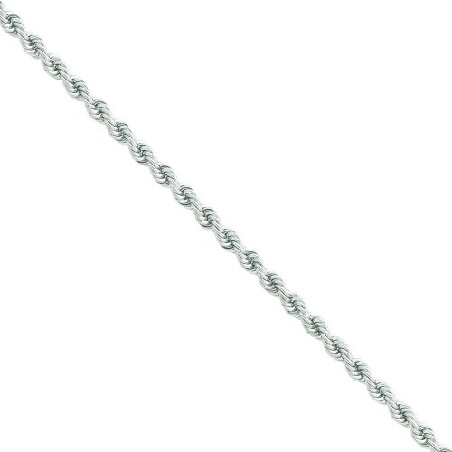 14k white gold rope chain, enlarged view.