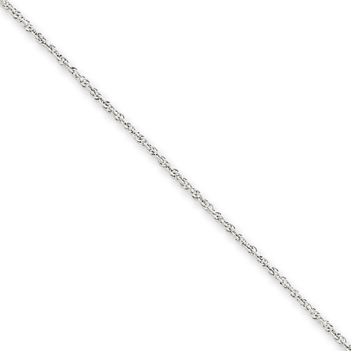 14k white gold rope chain enlarged view.