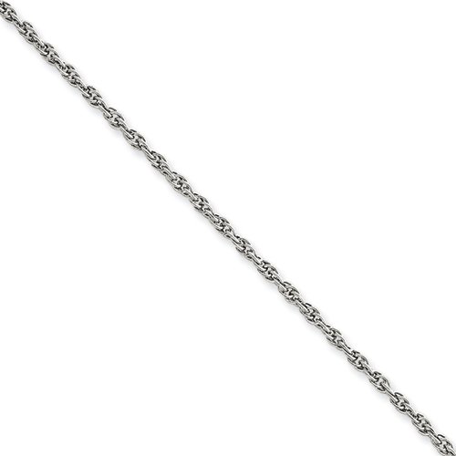 1.75 mm 14k white gold rope chain enlarged view.