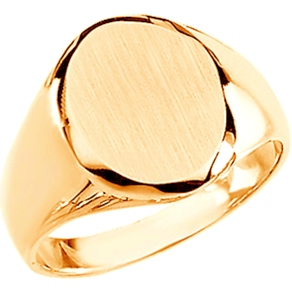 18k Yellow Gold Round Satin Brushed Signet Ring