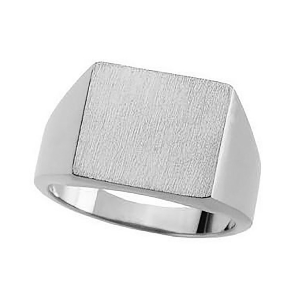 Square Tapered Signet Ring, 13.5x14mm 10k White Gold