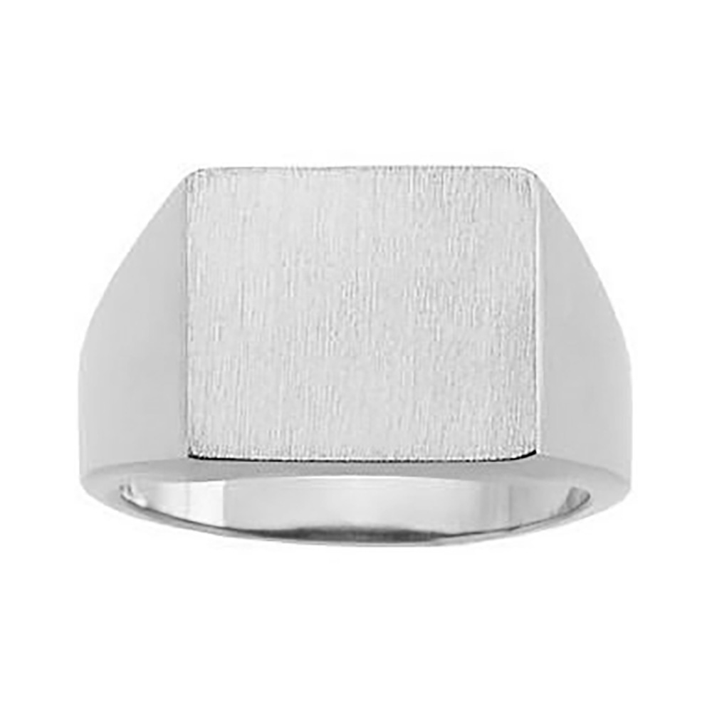 Square Tapered Signet Ring, 13.5x14mm 10k White Gold